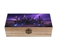 Gothic Cactus Wooden Box with Hinged Lid Handmade Wedding Keepsake Boxes Decorative Wooden Storage Boxes Large Wood Memory Box for Crafts Jewelry Photo, Bridal Shower Gifts