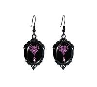 Gothic Cameo Dangle Earrings for Women Gothic Glass Spider Earrings Vintage Crystal Cameo Earring Halloween Jewelry Costume Accessories, Glass, No Gemstone