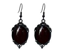 Gothic Cameo Earrings for Women Vintage Red Black Crystal Glass Earrings Dark Stardust Crystal Earring Punk Mystery Earring Halloween Holiday Jewelry, One Size, Metal, No Gemstone