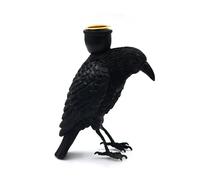 Gothic Candle Holder - Raven Figurine, Dark Candlestick, Vintage Décor | Spooky Sculpture Accent, Elegant Stand Use for Halloween Parties, Banquet Tables, Hotel Lobbies, Apartment Corners,