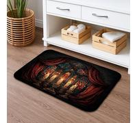Gothic Candle Quick Dry Bath Mat, Vintage Stained Glass Absorbent Non Slip Shower Mat, Medieval Flannel Washable Bath Rugs for Bathroom Decor 20x32 Inch
