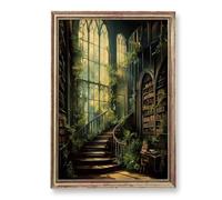 Gothic Canvas Wall Art Dark Academia Paintings Vintage Victorian Medieval Castle Library Poster Dark Library Wall Art 16x24 inch No Frame