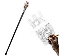 Gothic Casino Poker King Skull Gentleman with Top Hat of Aces Decorative Prop Cosplay Walking Swagger Cane Ossuary Macabre Halloween Bone Skulls Skeletons Decor Gadget Accessory