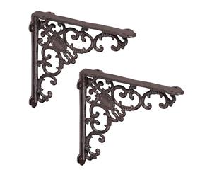 Gothic Cast Iron Set Vintage Decor Angles Shelf Support Chain Brackets Antique