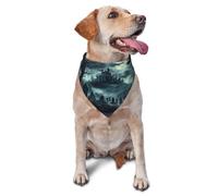 Gothic Castle And Crow Tree Printed Graphic Pet Triangle Scarf For Dogs & Cats, Adjustable Cute Pet Bandana For & Photo Shoots