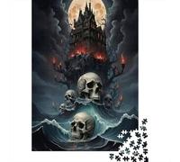 Gothic Castle Jigsaw Puzzle for Adults 1000 Piece Jigsaw Puzzle Skull Artwork Puzzle Game for Family Home Decor 70x50cm/1000pcs