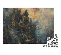 Gothic Castle Night 1000 Piece Puzzle for Adults Mystical Dark Forest Landscape Painting Premium Sturdy Challenging Stress Relief 38x26cm/1000pcs