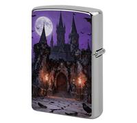 Gothic Castle Night Lighter Case Metal Double-Sided Lighter Cover Pocket Lighters Sleeve Windproof Lighters Accessories for Men Women
