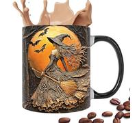 Gothic Cat Cup - 350ml Witch Ceramic Mug, Novelty Halloween Drinkware, Decorative Breakfast Vessel | Tea Coffee Gift Women Sisters Friends Family Kitchen Home Spooky Theme Collection