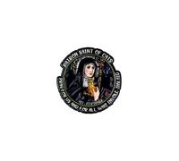 Gothic Cat Lover Dark Medieval Enamel Pin, Patron Saint Of Cats Pray For Us & For All Who Invoke Thy Aid, Gothic Religious Cat Pin Brooch, Spiritual Feline Brooch Badge, Retro Holy Saint Lapel Badges