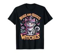 Gothic Cat Magic Flowers Cute Witch Apparel Halloween Tee T-Shirt