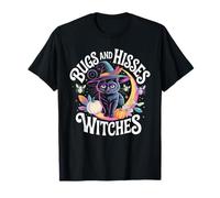 Gothic Cat Magic Flowers Witch Apparel T-Shirt