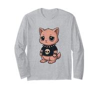 Gothic cat with Skull-Shirt Pastel Goth Kawaii Skeleton Long Sleeve T-Shirt