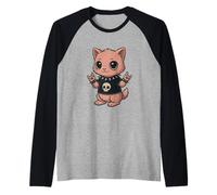 Gothic cat with Skull-Shirt Pastel Goth Kawaii Skeleton Raglan Baseball Tee