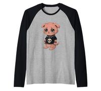 Gothic cat with Skull-Shirt Pastel Goth Kawaii Skeleton Raglan Baseball Tee