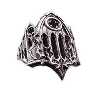 Gothic Cathedral Crossed Openable Rings Intricate Window Relief Design Lightweight Silver Tone Jewelry Gothic Black Metal Open