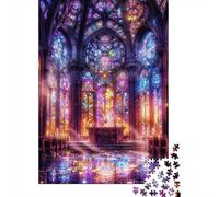 Gothic Cathedral Jigsaw Puzzle 1000 Piece Jigsaw Puzzle Paper for Adults Stained Glass Puzzle Game 70x50cm/1000pcs