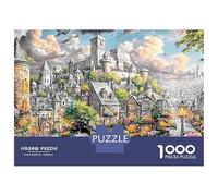 Gothic Cathedral Jigsaws 1000 Piece Puzzle Fairy-tale Castle in Clouds Family Decoration Challenge Toy Gifts Fit Together Perfectly for Adults & Kids Age 12 Years Up 52x38cm/1000pcs