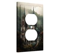 Gothic Cathedral Light Switch Cover Plates/Outlet Covers, Autumn Forest for Wall Accents, Decorative Wall Plates, Standard Size Single Duplex Outlet