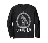 Gothic Cathedral Raven Candle Victorian Frame Vintage Long Sleeve T-Shirt