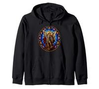 Gothic Cathedral Saint Michael the Archangel Window Icon Art Zip Hoodie
