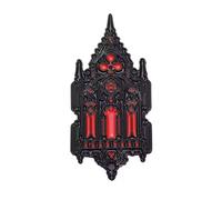 Gothic Cathedral Window Enamel Pin Dark Red Black Stained Glass Style Architectural Lapel Pin 2cm x 3cm