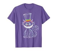 Gothic Cheshire Cat Pride Month Top Hat, LGBTQ Goth Girl T-Shirt, Men, Purple Heather, Medium