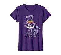 Gothic Cheshire Cat Pride Month Top Hat, LGBTQ Goth Girl T-Shirt, Women, Purple, Large