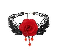 Gothic Chokers Black Beaded Flowers Sexy Lace Neck Choker Necklace Vintage Tassel Chain Women Steampunk Halloween Jewelry-K56