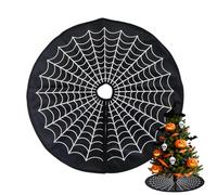 Gothic Christmas Tree Skirt - 60cm Tree Base Spider Web - Spooky Themed Rug for Halloween Christmas Indoor Outdoor Garden Haunted House Decor