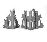 Gothic Church Sci-Fi Ruins by Terrain4Print. Tabletop RPG Scenery or Wargame Terrain for 28-32mm Miniatures, 3D Printed supplied unpainted as shown.