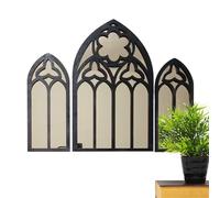 Gothic Church Window Mirror | Arched Wall Mirror Black Wall Decor | Black Church Window Wall Decor for Indoor Outdoor Use Living Room Garden Bedroom