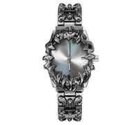 Gothic Claw Watch for Men - Unique Stainless Steel Wristwatch, Luminous Hands, Waterproof Quartz Movement, Futuristic Melting Style, Cool Red & Green & Black & Silvery Color Options, Silvery, Fashion