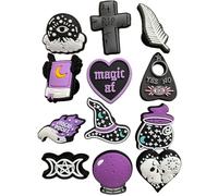 Gothic Clog Charms Witch Black Shoe Charm Accessory Ghost Spooky Goth Dark White (Purple Gothic 12 Pack)