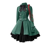 Gothic Clothing Women's Dresses, Medieval Dress Women with Bow, Punk Vintage Midi Dress, Halloween Costume, Renaissance Victorian Palace Swing Medieval Dress for Women, Carnival, Cosplay, Party