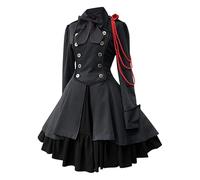 Gothic Clothing Women's Dresses, Medieval Dress Women with Bow, Punk Vintage Midi Dress, Halloween Costume, Renaissance Victorian Palace Swing Medieval Dress for Women, Carnival, Cosplay, Party