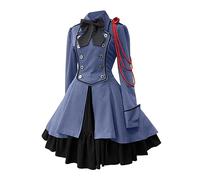 Gothic Clothing Women's Dresses, Medieval Dress Women with Bow, Punk Vintage Midi Dress, Halloween Costume, Renaissance Victorian Palace Swing Medieval Dress for Women, Carnival, Cosplay, Party
