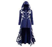 Gothic Clothing Women's Large Sizes Steampunk Halloween Costume Sexy Scary Hooded Dress Back Long Front Short Coat Long Sleeve Zip Cape Cosplay Fancy Dress Outfit Festive Casual Cover Up, navy, L