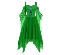 Gothic Clothing Women's Vintage Princess Party Dress Carnival Festive Ball Gowns Sexy Funny Chiffon Casual Dress Halloween Chic Costumes With Off-the-Shoulder Sleeves And Lacing(2-Green,M)