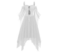 Gothic Clothing Women's Vintage Princess Party Dress Carnival Festive Ball Gowns Sexy Funny Chiffon Casual Dress Halloween Chic Costumes With Off-the-Shoulder Sleeves And Lacing(2-White,XXL)