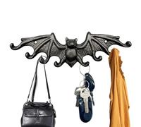 Gothic Coat Hooks Wall Mounted Bat Key Hooks Rustic Cast Iron Black Bat with Wing Decorative Hooks for Coats, Towel, Keys, Purse, Key Bag, Retro Gothic Bat Hook Rack (Black)