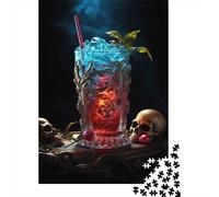 Gothic Cocktail Glass Set 1000-Piece Puzzle for Adults, 38x26cm/1000pcs; White Cardboard for Simple Sorting; Shared Family Time Around The Table