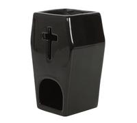 Gothic Coffin Oil Burner with Unique Cross Design - Unconventional Decor Piece and Ambient Tealight Holder - Statement Home Decor