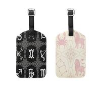 Gothic Constellation Black White Rose Gold Constellation 2 Pcs Luggage tag Personalized Tags for Luggage for Cruise Ship