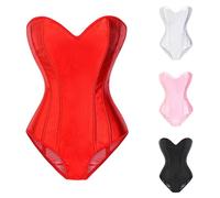 Gothic Corset Bodysuits for Women, Ladies Renaissance Vintage Overbust Satin Bustiers Lace up Boned Waist Trainer Solid Color Bustier Top Breast Support Shapewear Sexy Christmas Halloween Costume