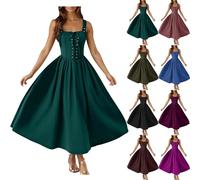 Gothic Corset Dress Womens Medieval Sling Dresses Ladies Lace Up Bodycon Skirt Court Elegant Ball Gowns Solid Color Victorian Dress Steampunk Renaissance Maxi Dresses Halloween Party Costume Purple