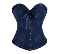Gothic Corset Top for Women UK Plus Size Lace Up Boned Overbust Bustier Retro Halloween Parties Cosplay Costume Ladies Vintage Burlesque Lingerie Bodyshaper Outfit Red Brown Purple Wine XS,M,L,XL,XXL