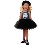 Gothic Cosplay Bride Dress Halloween Kids Costume Elegant Lace Puffy Party Gown Carnival Day Of The Dead Role Play Fancy Outfit (A1-Black, XL)