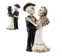 Gothic Couple Statue - Resin 15x7cm Bride Groom, Detailed Skull Lovers Design, Fine Resin Artistry, Haunting Romantic Theme, Collector Appeal | Halloween Decor, Bedroom Ornament, Office Counter Accent