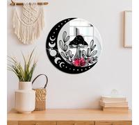 Gothic Crescent Moon Mushroom Mirror - Wall Decor, Witchy Home, Vintage Hanging, 3D Acrylic Self-Adhesive for Home